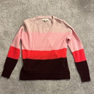 LOFT Pink and Red Striped Sweater